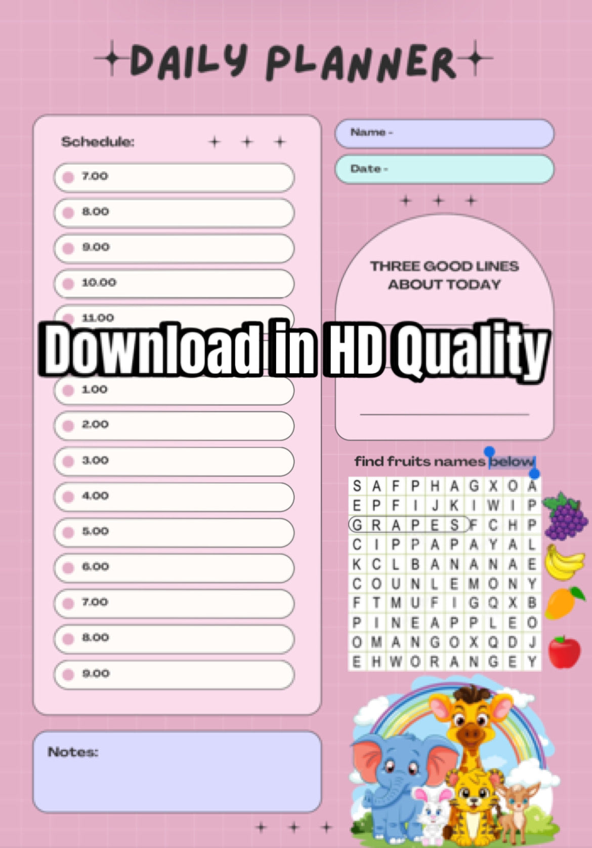 Time table for kids must buy ₹20 only